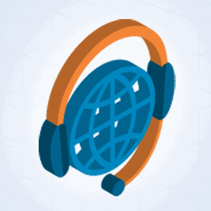 Headset auf Globus-Icon